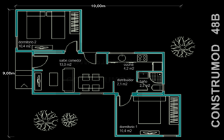 Ampliar plano casa moderna  48 m2 B