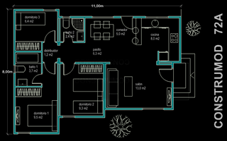 Ampliar plano casa moderna 72 m2 A