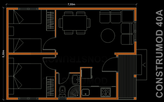 Ampliar plano casa de madera 40 m2 A