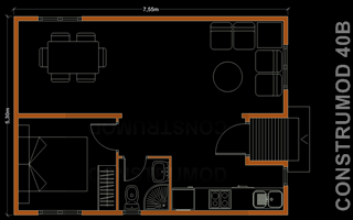Ampliar plano casa de madera 40 m2 B