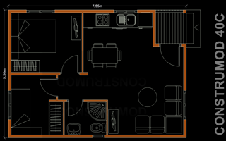 Ampliar plano casa de madera 40 m2 C
