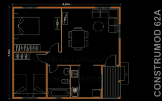 Ampliar plano casa de madera 62 m2 A
