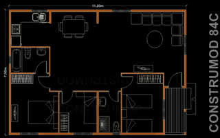 Ampliar plano casa de madera 84 m2 C
