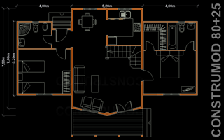 Ampliar plano casa de madera 80+25 m2