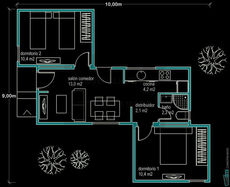PLANO CASA MODERNA 48 B