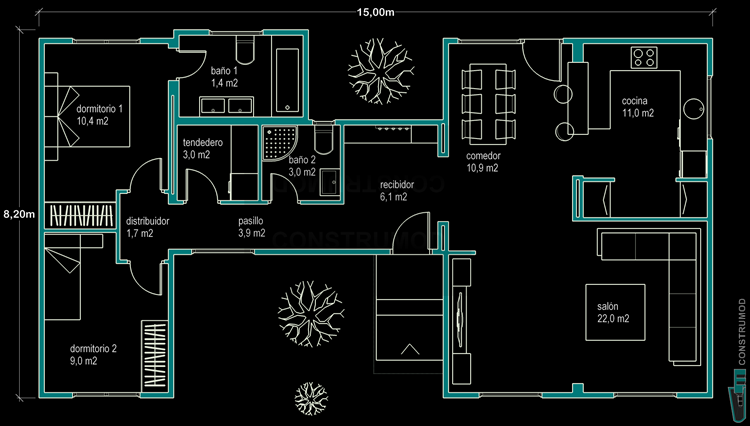 PLANO CASA MODERNA 96 B