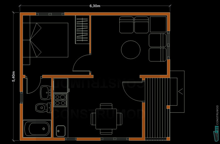 PLANO CASA DE MADERA 34 A