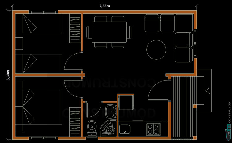 PLANO CASA DE MADERA 40 A
