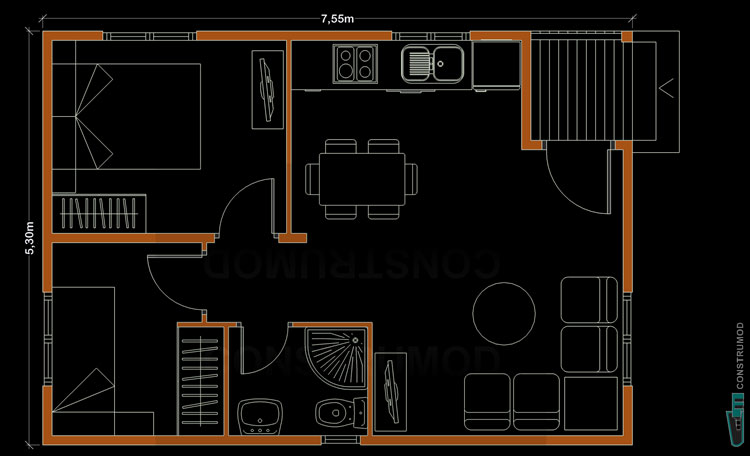 PLANO CASA DE MADERA 40 C