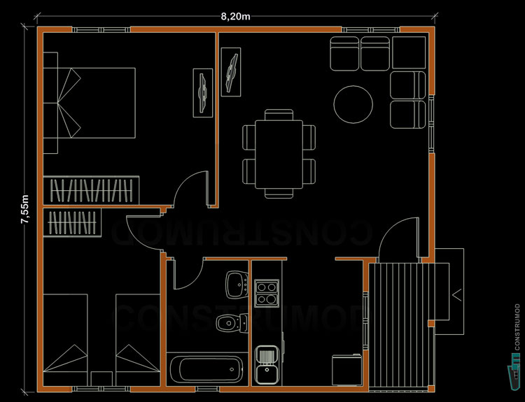 PLANO CASA DE MADERA 62 A