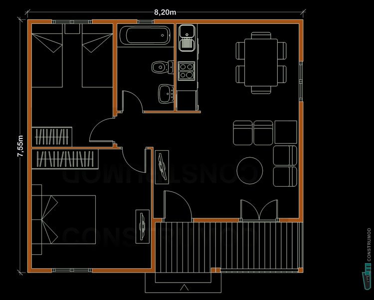 PLANO CASA DE MADERA 62 B