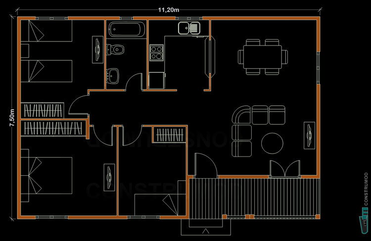 PLANO CASA DE MADERA 84 B