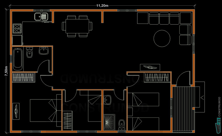 PLANO CASA DE MADERA 84 C