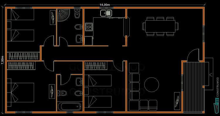 PLANO CASA DE MADERA 105 A